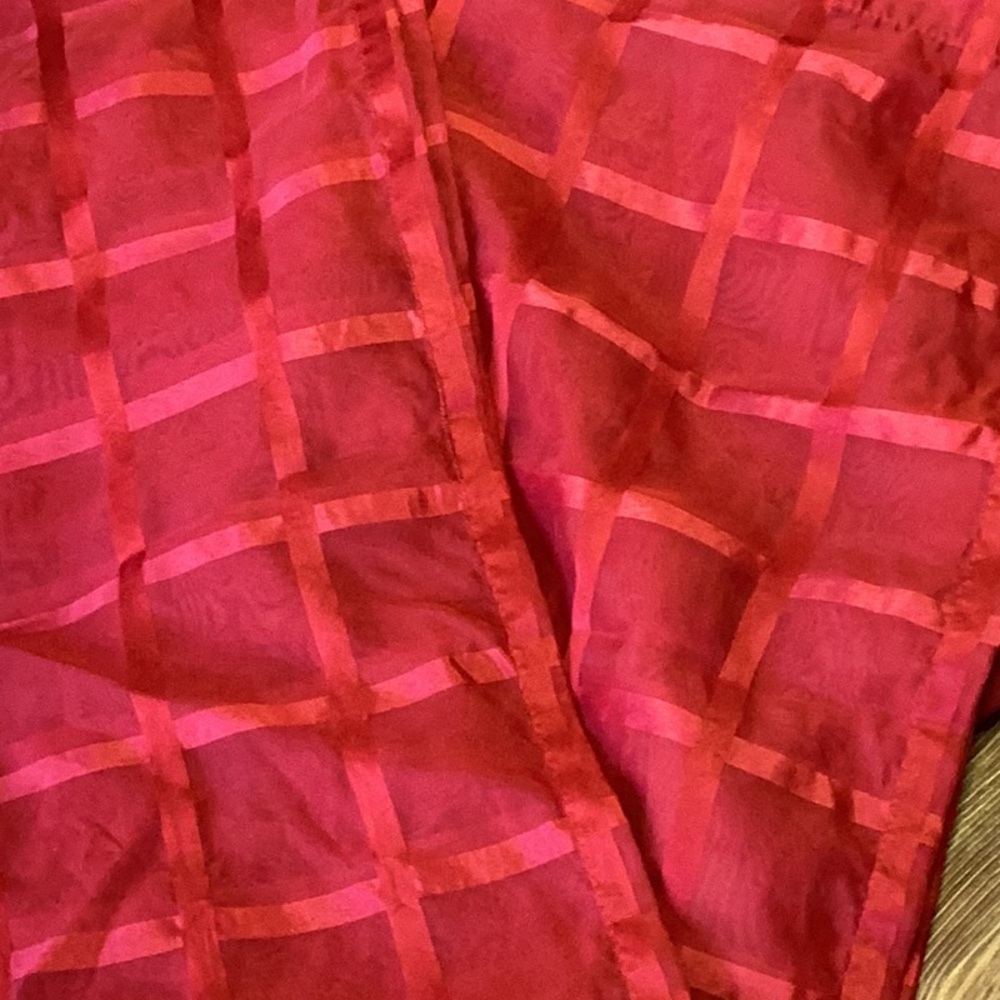 FINAL SALE PRICE 2 Large Pier 1 Sheer Red Checkered Rod Pocket Panels